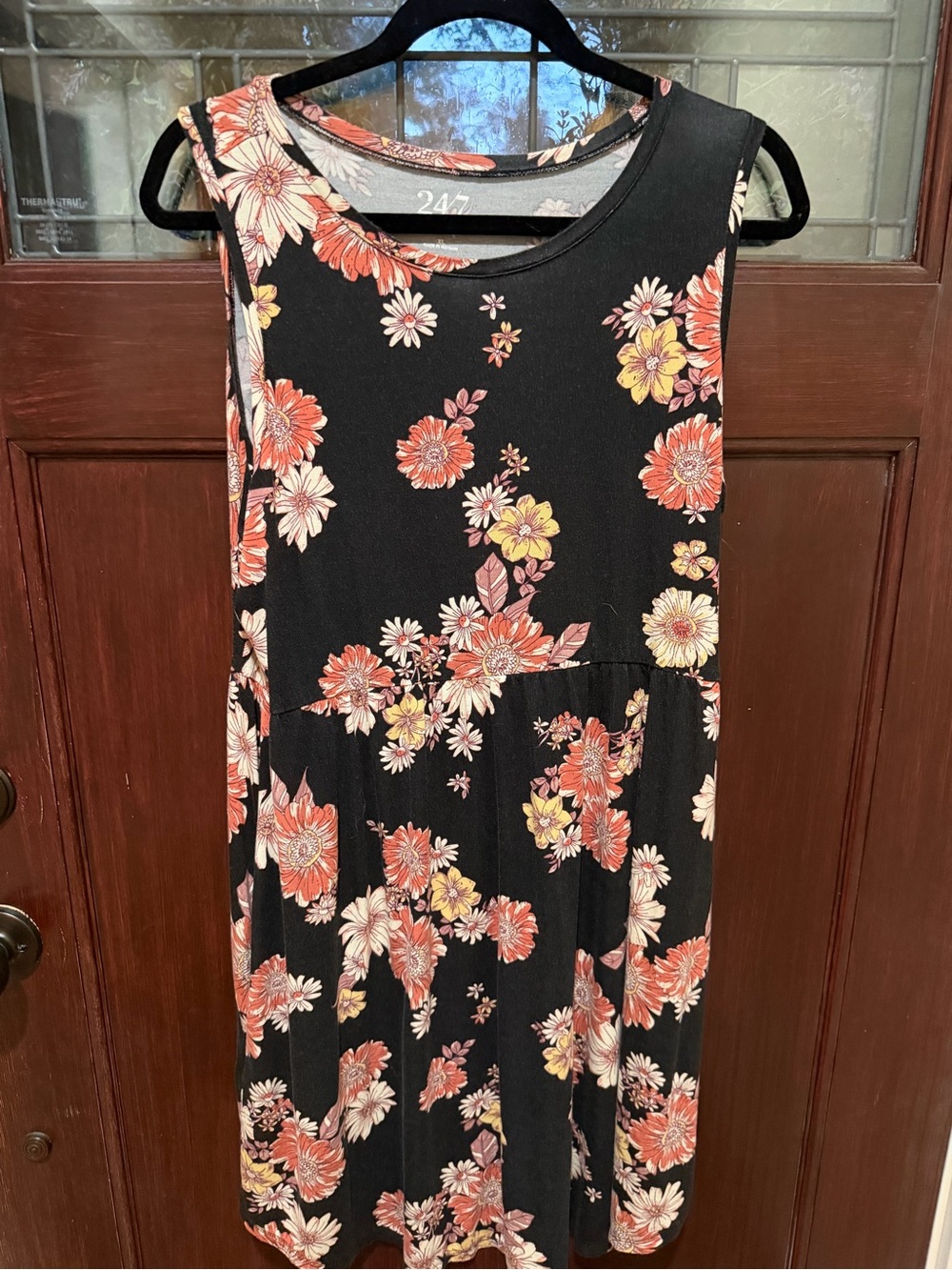 Maurices Black Floral Sleeveless Dress with Pink and Yellow Blooms